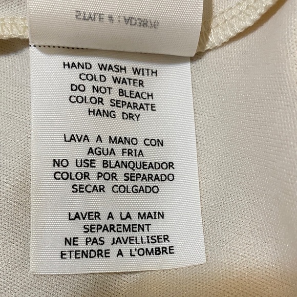 A’reve Lace Crotchet Strap Dress in Cream with Gold Lace Overlay Large - Picture 8 of 8